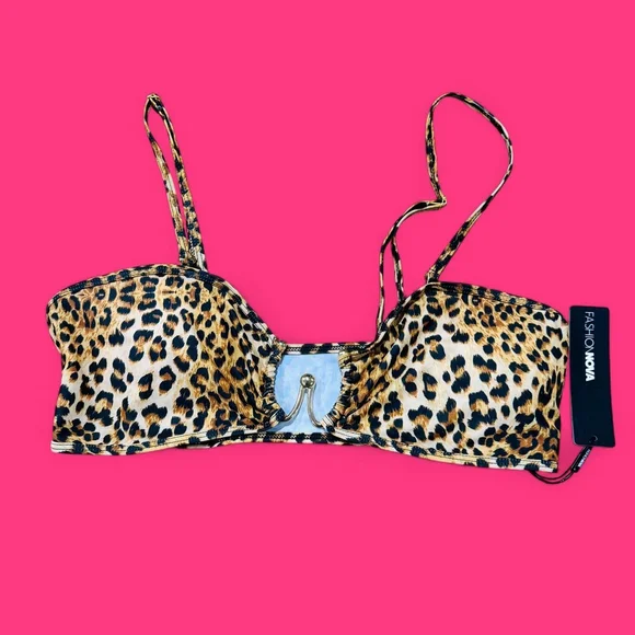 Leopard Animal Print Bikini Top XL - Picture 2 of 4